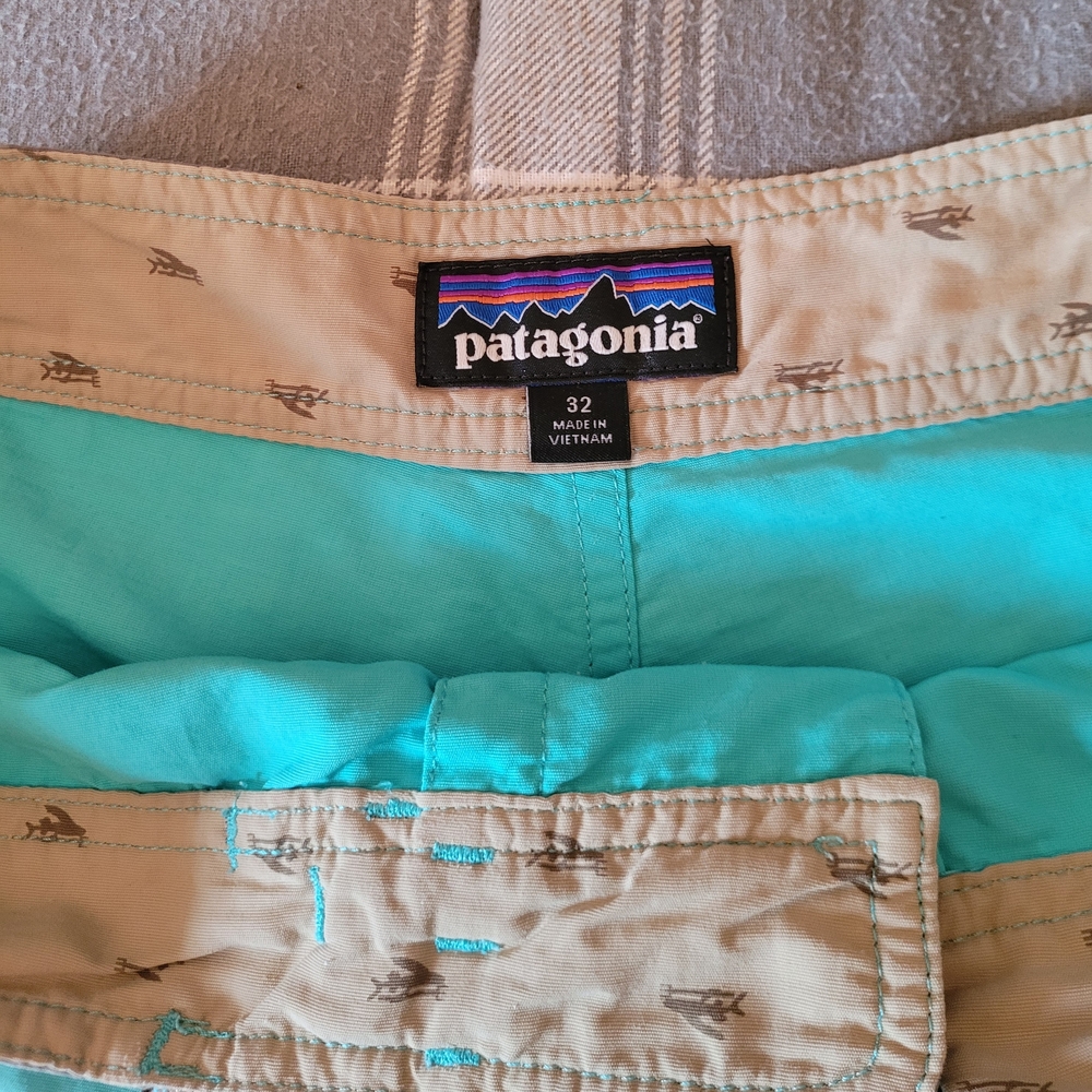 Patagonia Men's Swim Shorts - Teal with Gray Waistband